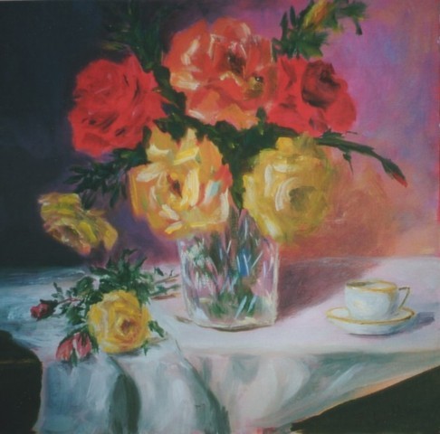 Roses in a Crystal Vase